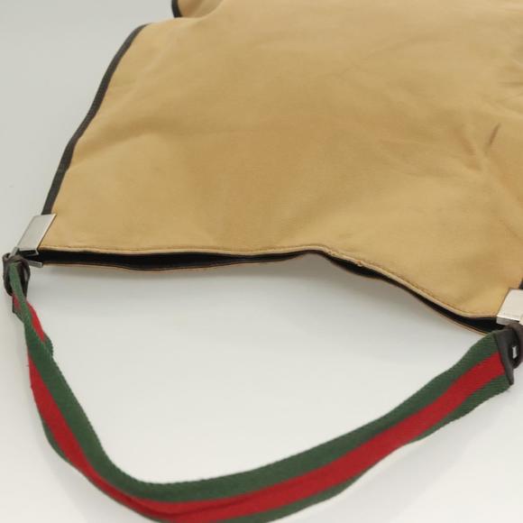 GUCCI Web Sherry Line Shoulder Bag Canvas Beige Silver Red 001 4306 Auth hk2865 - Picture 6 of 16
